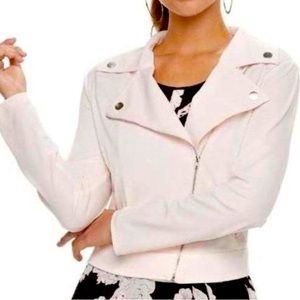 Candies Moto Jacket Pink Crop Knit Zip Front Motorcycle XS